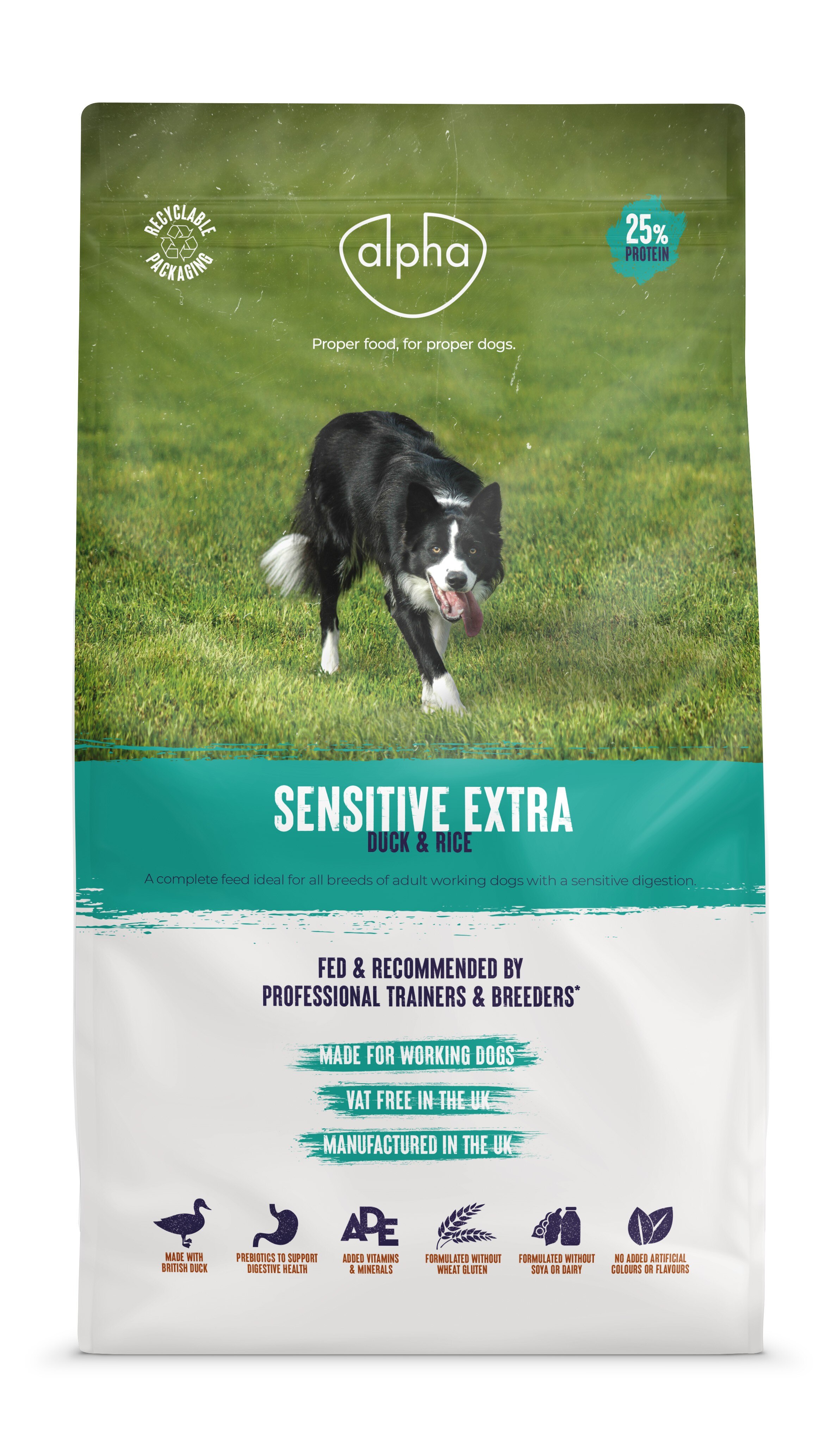 Alpha Alpha Sensitive Extra Duck Adult Dry Dog Food pet food packaging